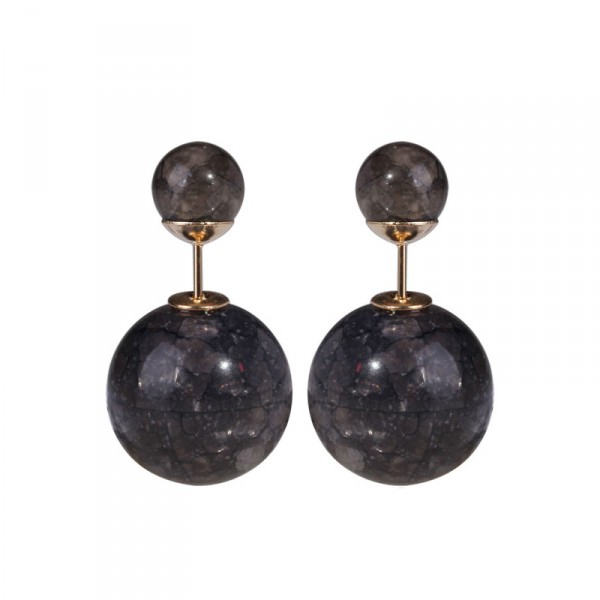 Onyx Marble Round Stone Double Sided Earrings
